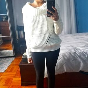 White Cowl Neck Sweater